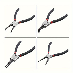 7 inch 4PCS circlip pliers suit dual-purpose elbow spring pliers manual auto repair suit inner bend outer card retaining ring pliers
