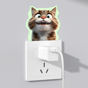 Cross-border Evil Kitty Cute Pet Cartoon Animal Household Cute Switch Socket Ugly Luminous Luminous Switch Sticker