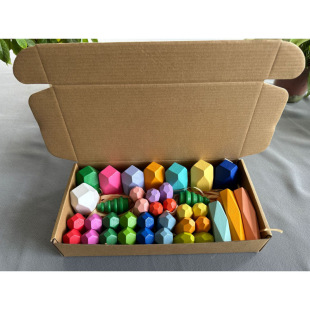 Cross-border Children's Stacked Stone Color Stone Montessori Early Education Educational Colorful Stacked Stone Small Particle Building Blocks Stacked Music Toys