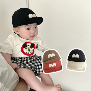 One Pan Baby Hat Spring and Autumn Thin Short-brimmed M Letter Cap Baby Boys and Girls Summer Children Baseball Cap