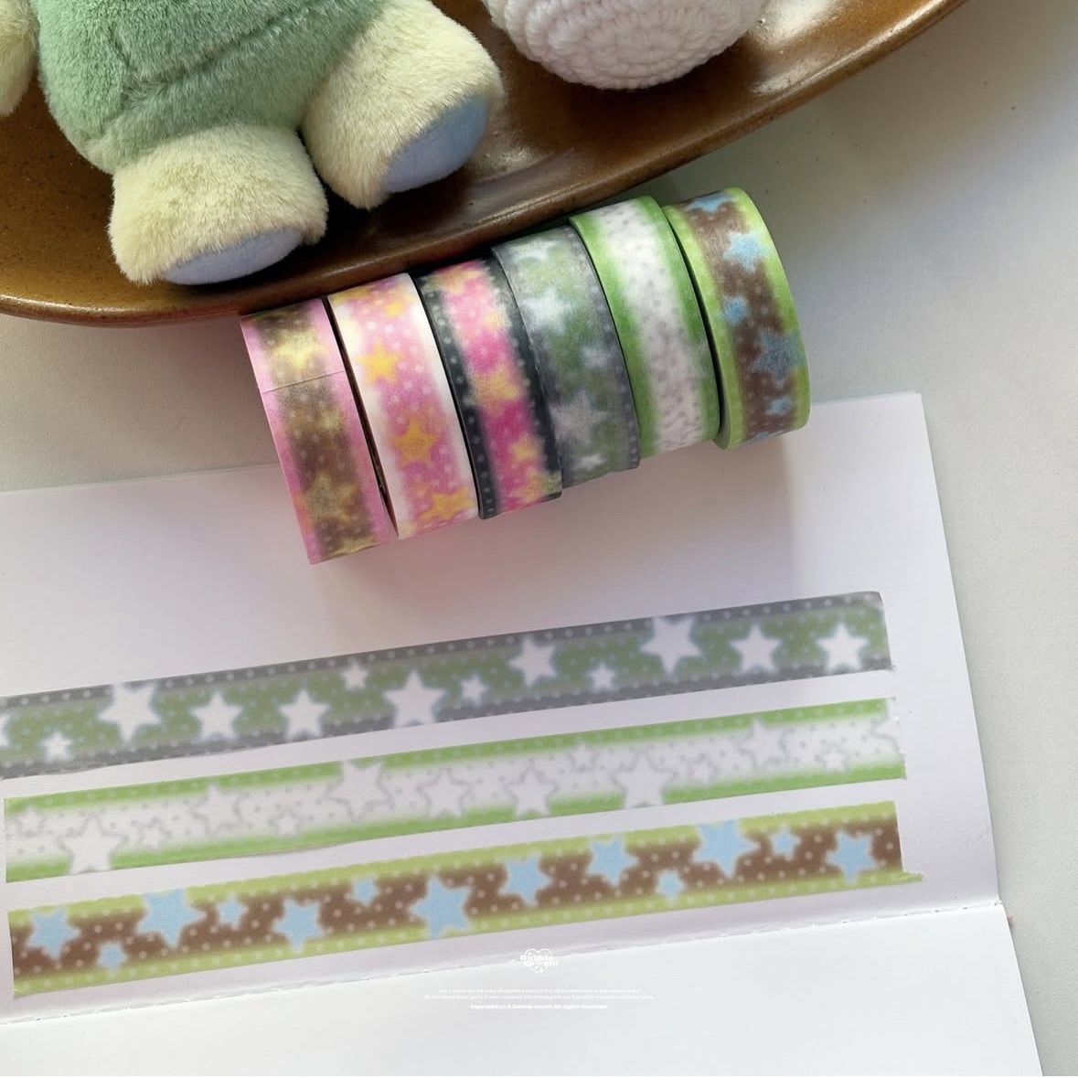 Ins Korean Retro Girl Star Five-Pointed Star and Paper Tape Basic Handbook Material Decorative Tape Roll