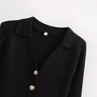 24 Autumn New Women's French Style Retro Light Mature Style Laps Button Small Chanel Style Contrast Color Ruffled Long Sleeve dress
