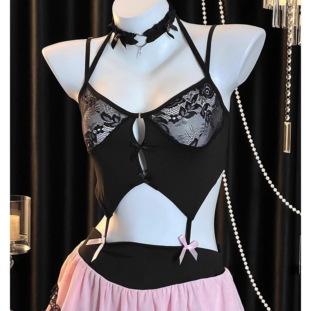 Sexy Lingerie Pure Desire Cake Skirt Hollow Low-Cut Uniform Charm Temptation Sexy Sweet Princess Style Pajamas Set