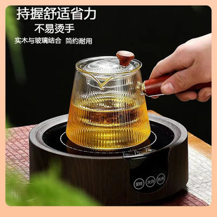 ⇕ Wholesale Glass Teapot for Making Tea, Side Handle Pot for Warming Tea, Tea Making Device, Glass Tea Set, Wooden Handle Filter, Electric Ceramic Stove for Boiling