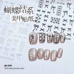 Bow nail art stickers Japanese style nail stickers pink blue black and white bow jewelry adhesive stickers nail art jewelry