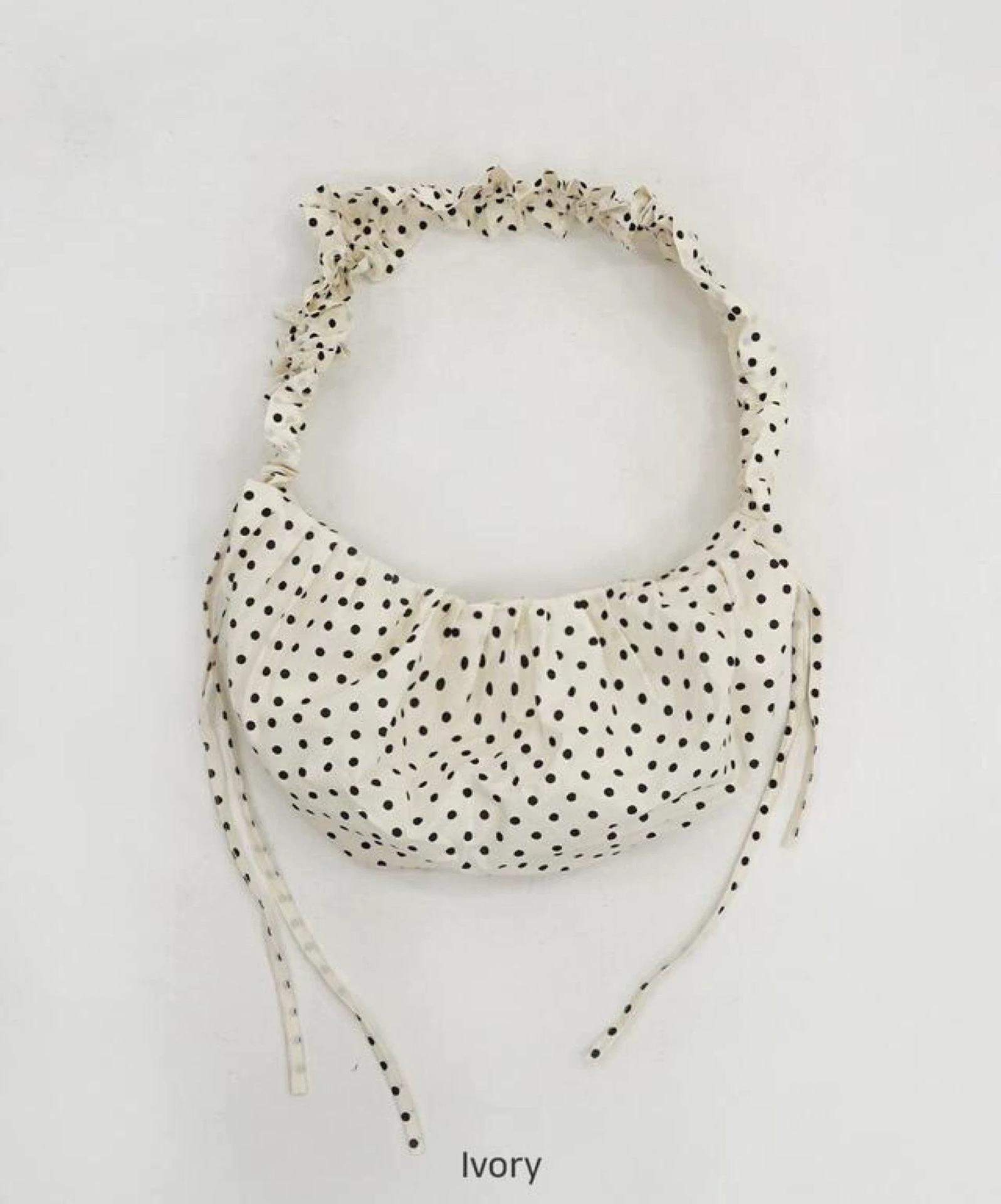 Original Japanese style polka dot cute pleated drawstring shoulder bag/crossbody bag/handbag, versatile for all three uses, large capacity.