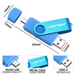 Black plastic USB flash drive Android OTG 2-in-1 U disk rotatable metal lettering U disk diy Laser engraving 64GB