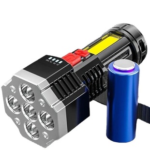 Трансграничный светодиодный фонарик с пятью лампочками COB боковой свет USB-зарядка с дисплеем питания бытовой открытый удобный ремень