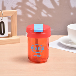 Internet Celebrated Mini Ton Cup Children's Plastic Cup Portable Handheld Cup Double Drink Suction Tube Cup High Color Value Big Belly Water Cup