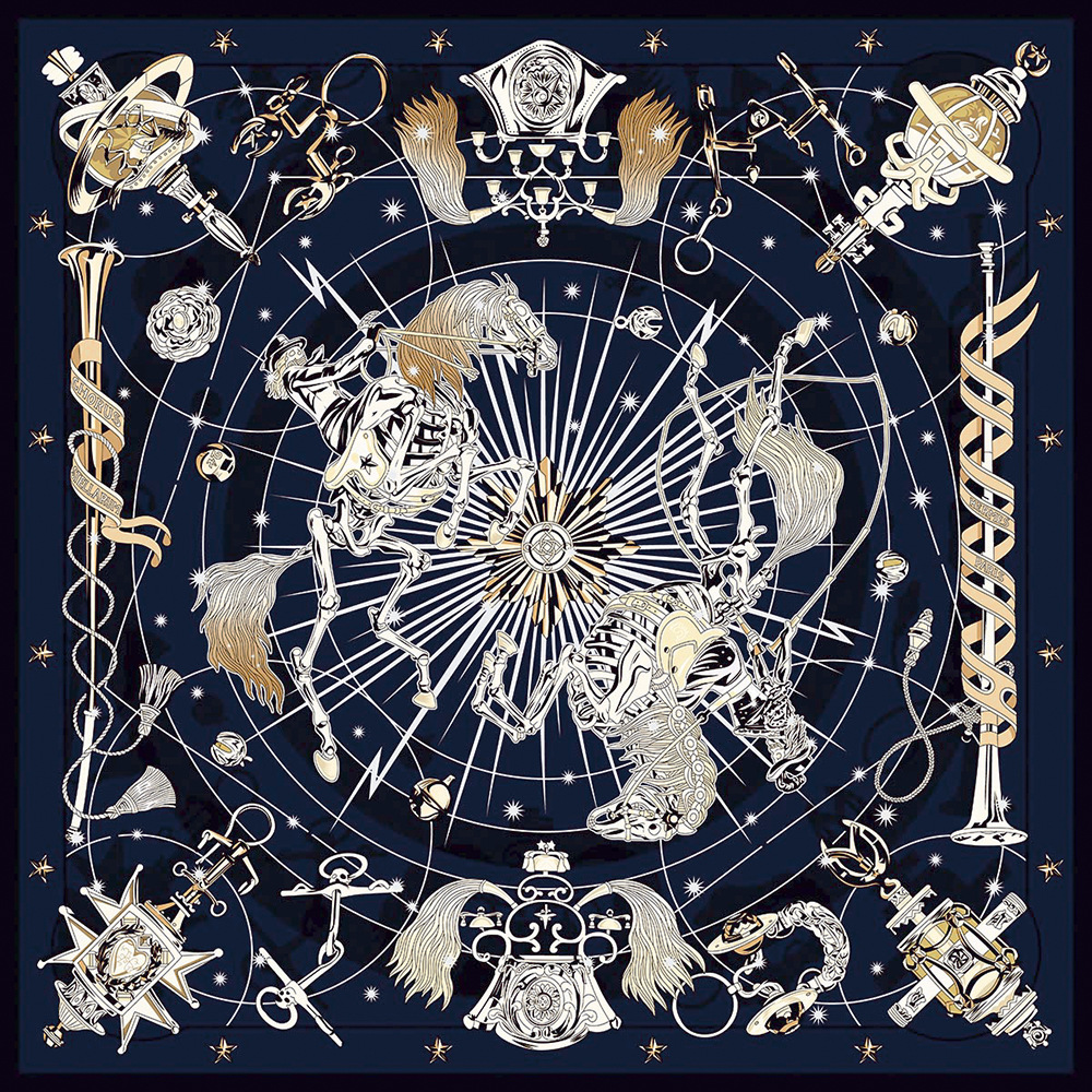 H Brand High-End Central Garden Mulberry Silk Twill Double-Sided Printed Luxury Gift Scarf Women's Square Scarf Shawl