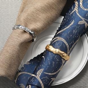 Cross-border European and American simple style alloy napkin ring metal napkin ring for Hotel Golden Silver round napkin ring
