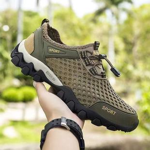 Men's Shoes Mesh Mountaineering Shoes 2024 Summer Breathable Men's Sports Leisure Running Trendy Shoes Korean Style Outdoor Wading Shoes
