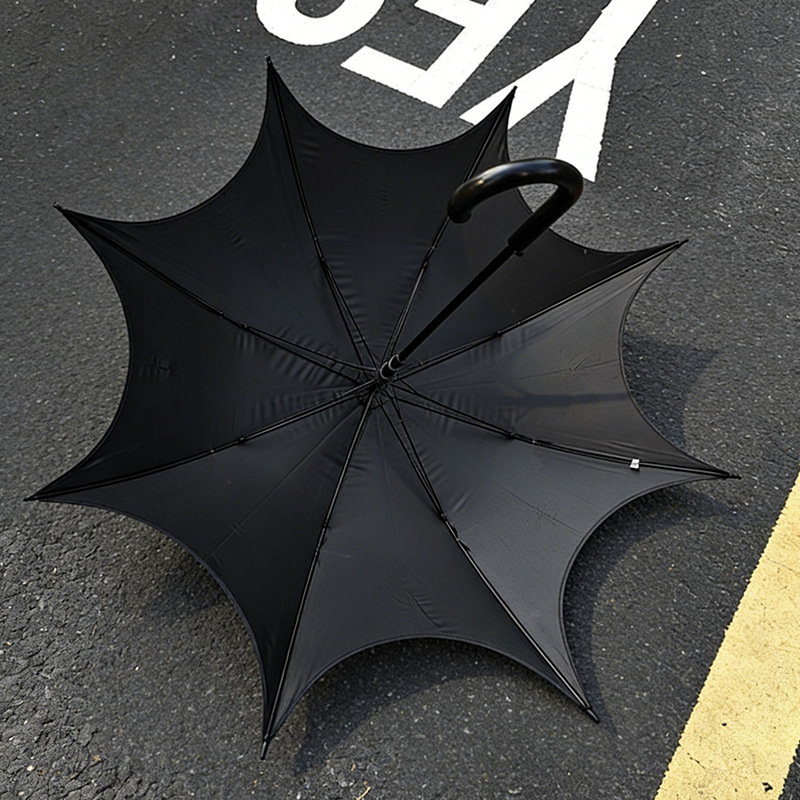 Crescent Moon Umbrella, Fully Automatic Straight Handle, Apollo Bat Umbrella, Reinforced, Gothic Dark Style, Suitable for Both Sun and Rain.