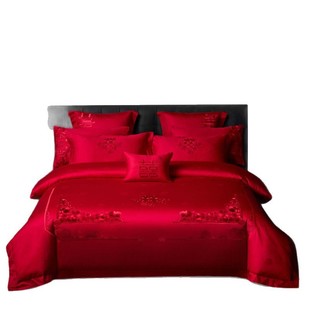 160s long staple cotton wedding bedding four-piece set cotton satin embroidery wedding six-piece set embroidery ten-piece set