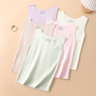 Autumn and winter development period new girls comfortable warm vest children girls seamless with patch base thermal underwear
