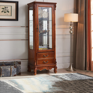 American-style Solid Wood TV Cabinet Coffee Table Combination Household Small Apartment Living Room Wine Cabinet European-style Bedroom Floor Wall Cabinet