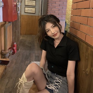2021 Korean style basic all-match POLO collar simple slim T