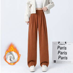 Hot Sale fleece-lined Maillard Wide Leg Pants Women's Winter 2025 New Dumped Casual Straight Lazy Style Yamamoto Pants