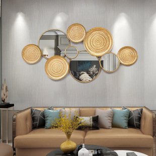 Foreign trade new wall decoration classical iron round mirror sofa background wall decoration living room porch wall decoration