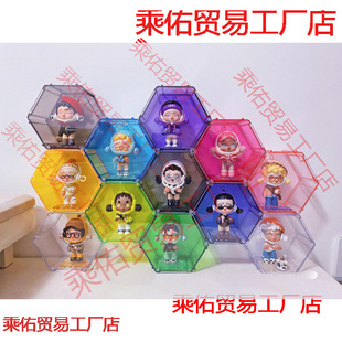 Acrylic Hexagon Display Box Side-shaped Blind Box Transparent Round Model Diamond Hand-held Doll Man Doll Storage Dust-proof