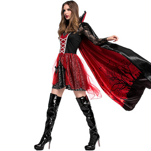 Halloween Costume Foreign Trade Style Bat Queen Female Vampire Bloody Mary Court Dance Dress