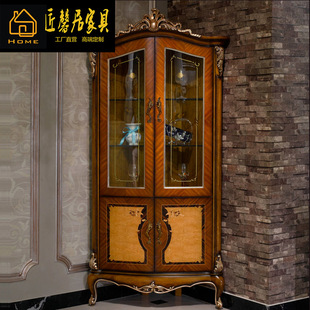 French-Style Mahogany Wine Cabinet with Two Doors, Large European-Style Villa Dining Room Glass Wine Cabinet