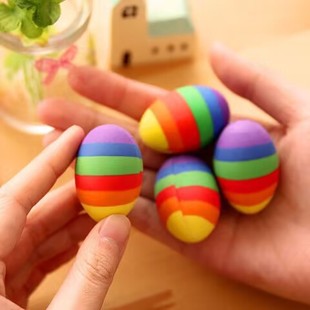Easter Egg Eraser Large Box 2 Solid Easter Egg Cartoon Eraser Cute and Durable Rainbow Color Round Pencil Eraser