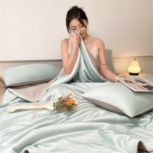 Class A cool feeling ice silk air conditioning quilt summer cool quilt four-piece summer single silk summer thin quilt machine washable