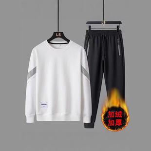 2025 Spring and Autumn Men's Casual Sports Sweat Youth Sports Loose Fashion Round Neck Sweat suit