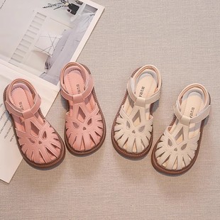 Girls' Shoes 2025 Soft Sole Genuine Leather Baby Girls' Closed-Toe Sandals Princess Children's Summer New Model
