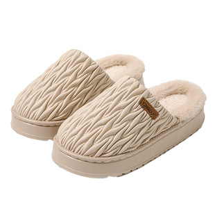 PU Waterproof Cotton Slippers Women's Winter 2024 New Indoor Home Warm Thick Slippers for Couple Men's Outer Wear