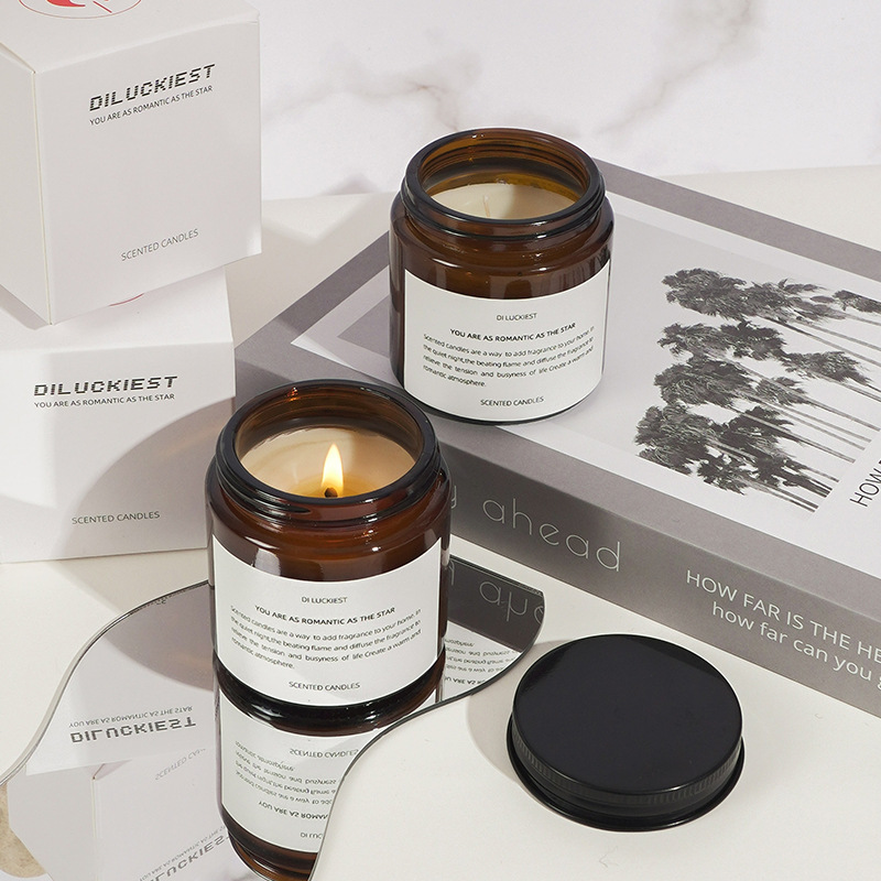 Elegant style low temperature niche Aromatherapy Soy wax candle long-lasting smoke-free creative fragrance household brown candle aromatherapy