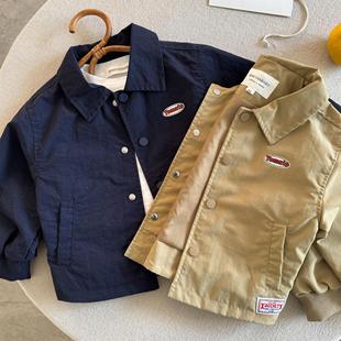 Lin Ma Children's Coat 2025 Spring and Autumn Boys' Solid Color Jacket Baby's Lapel Spring and Autumn Shirt Girls' Pic Baseball Suit