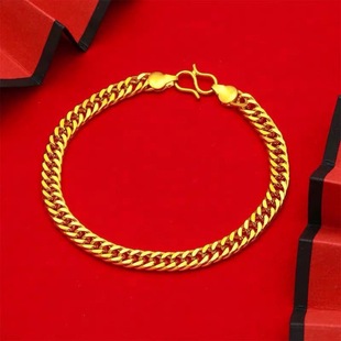 High imitation 24k gold plated double buckle boss bracelet men's and women's gold jewelry cross-border explosive accessories