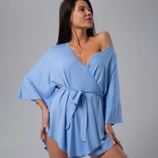 Cross-border Europe and the United States autumn new solid color loose casual cardigan home clothing skin-friendly breathable fashion robe for wholesale