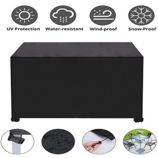 Outdoor Table Dust Cover 210D Silver-Coated Oxford Cloth Furniture Rain Protection Cover Bottom Drawstring Four Corner Buckle