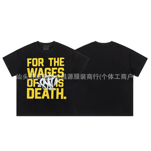 Cross-border Foreign Trade Personalized Street Hip-hop Foam Printing Short-sleeved Men's and Women's Casual Loose All-match T-shirt Shorts
