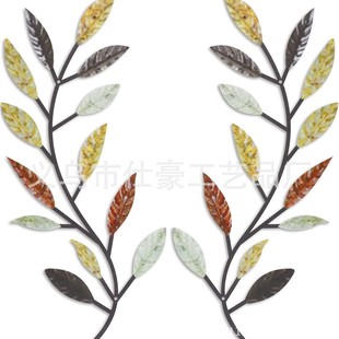 New wrought iron leaf wall decoration metal olive leaf wall hanging black paint art wall hanging living room decoration