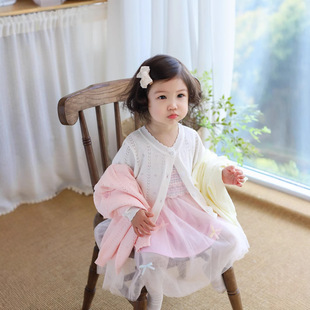 Children's Coat Spring and Summer New Thin Top Boys and Girls Baby Knitted Cardigan Sun Protection Clothing Hollow Air-conditioning Clothing