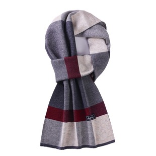 New Wool Scarf Men's Winter Thickened Warm Korean Fashionable Plaid Long Knitted Scarf Business Wholesale