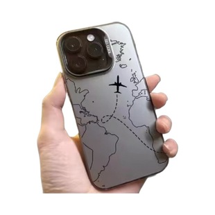 Трансграничный прилив подходит для Apple 16promax цветной серебряный чехол для мобильного телефона 15pro персонализированный анти-ударный самолет рисунок линии 14