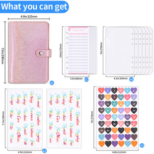 Cross-border A6 zipper bag color printing binder PU notebook leather creative bookkeeping cash budget book