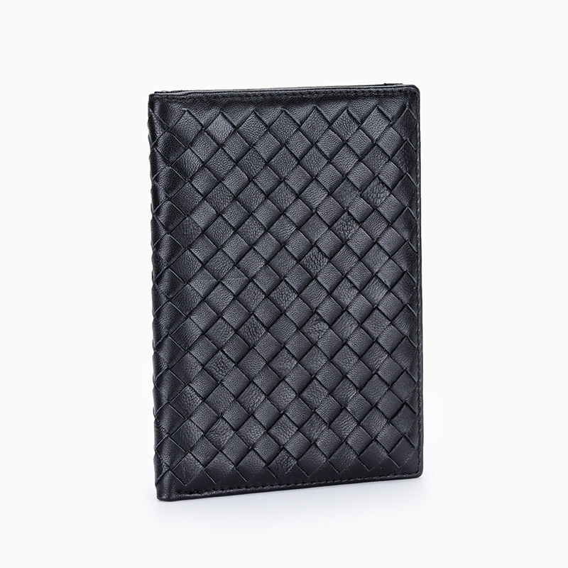 Sheepskin Hand-Woven Passport Bag, Men's and Women's Genuine Leather Wallet, Foreign Trade European and American New Style Multi-Functional Passport Holder Bag