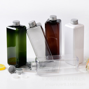 28 teeth caliber 500ml rectangular plastic bottled silver aluminum cap with inner plug cosmetic bottle packaging materials