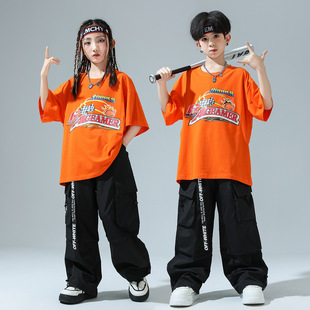 Boys' Hip-hop suit Children's Drum Performance Suit Girls' Styish Jazz Suit Children's Hip-hop Hiphop Fashion Suit