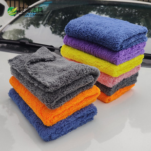 Thickened car wash towel ultrasonic hot coral fleece microfiber absorbent cleaning car towel cloth automotive supplies