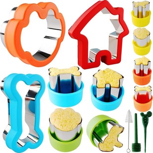 Amazon 14-piece Set Dog Bone Biscuit Mold Stainless Steel Cartoon Sandwich Mold Fruit Cutting Mold