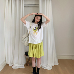 Suna Cartoon Fun Printed Short-Sleeved Korean T-Shirt for Women 2025 Summer Loose Round Neck Top Fromanna