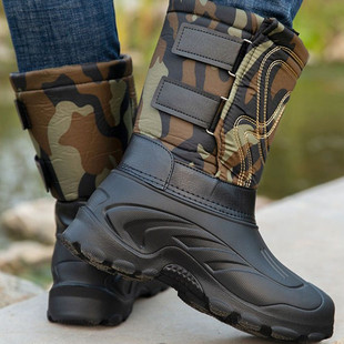 Winter Snow Boots Men's Fleece-lined Thickened Warm Cotton Shoes Waterproof Non-slip Fishing Shoes Sea Fishing Boots Men's Fishing Shoes
