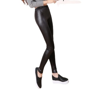 Foreign Trade 2023 New Korean Style Imitation Leather Pants Women's Thin Stall Leggings Outer Wear Large Size Nine-point Elastic Leggings